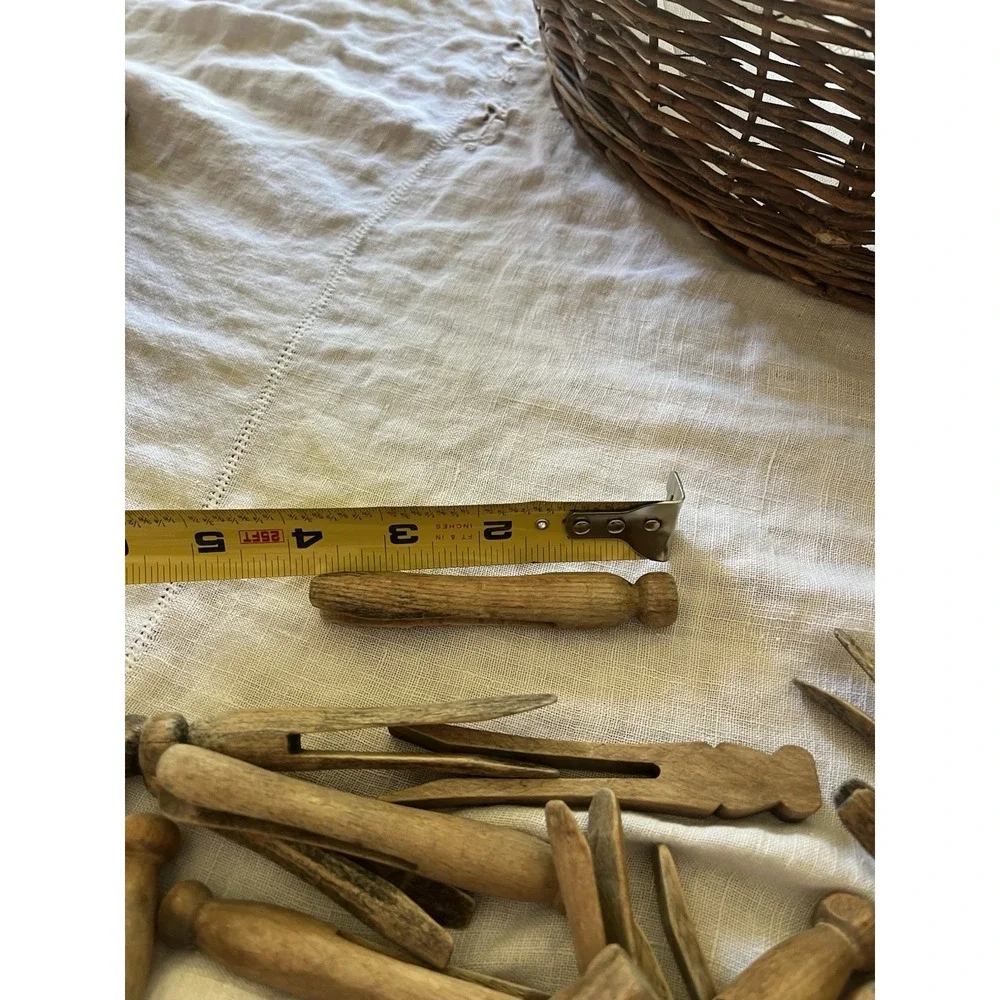 Antique Vintage Wood Clothes Clothing Pins 99 pcs French Country Romantic Decor